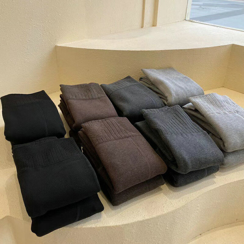 日本羊脂绒袜高腰收腹保暖加厚连裤袜羊毛螺纹羊绒打底裤冬季加厚 深灰色 均码 踩脚【-130斤】