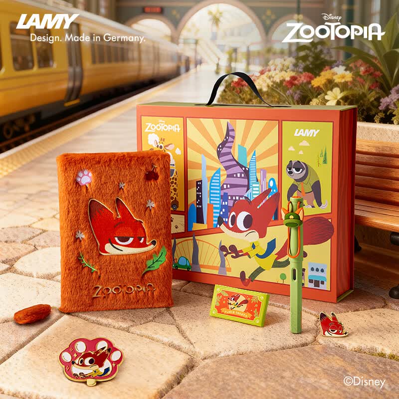 LAMY凌美钢笔礼盒 疯狂动物城联名款尼克限定墨水笔套装 学生文具节日礼物 EF尖