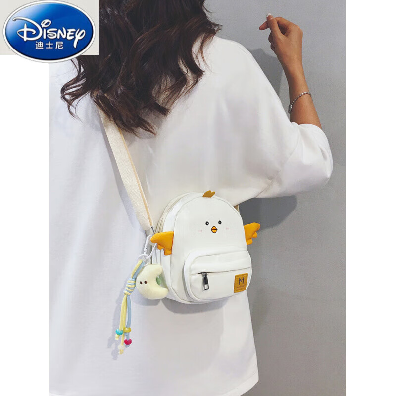 迪士尼（Disney）可爱迷你帆布包女2025新款小众个性休闲百搭儿童卡通手机斜挎小包 白色【裸包】