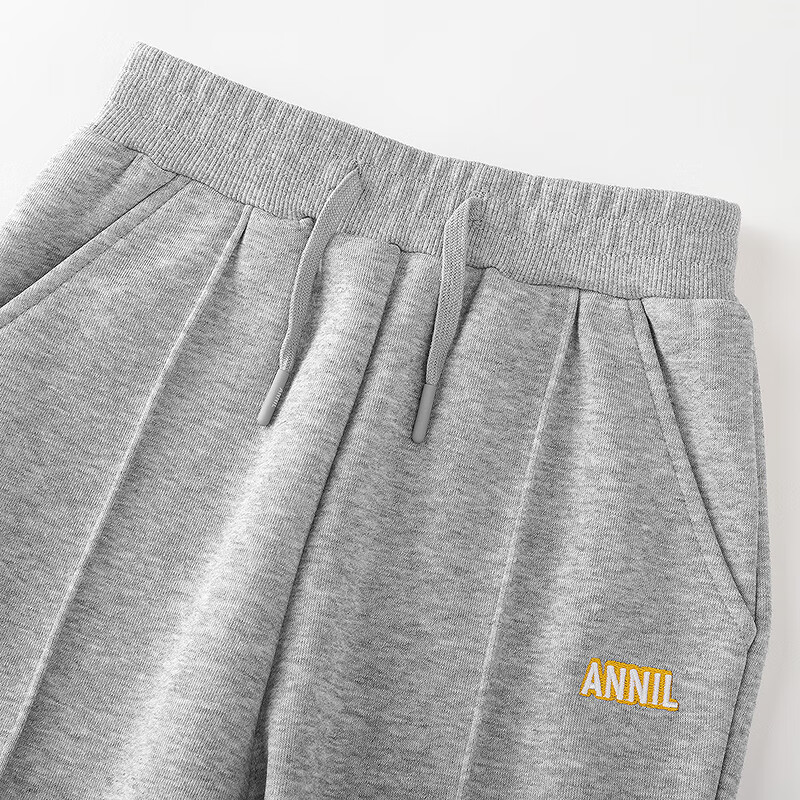 安奈儿（Annil）童装男女童经典暖绒针织夹裤2025冬新款 浅暮花灰H120CY 150