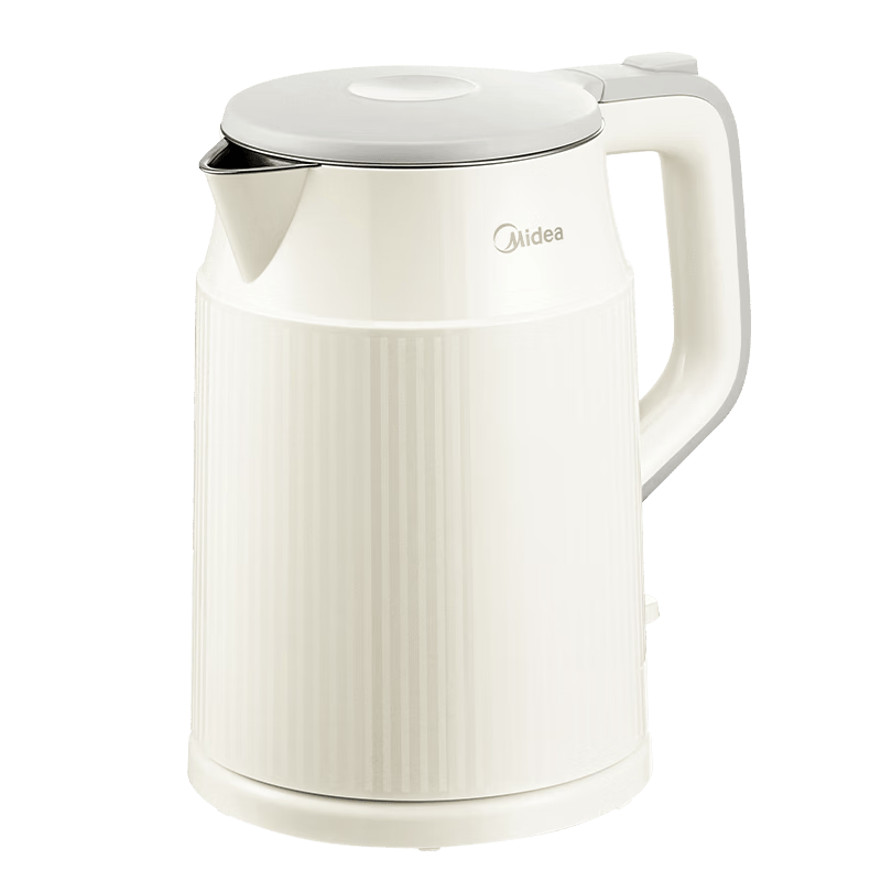 美的（Midea）电热水壶电水壶大容量家用烧水壶泡茶0涂层 食品级304不锈钢自动断电 双层防烫无缝内胆大功率 1.5L 【双层隔热】暖壶圆墩墩