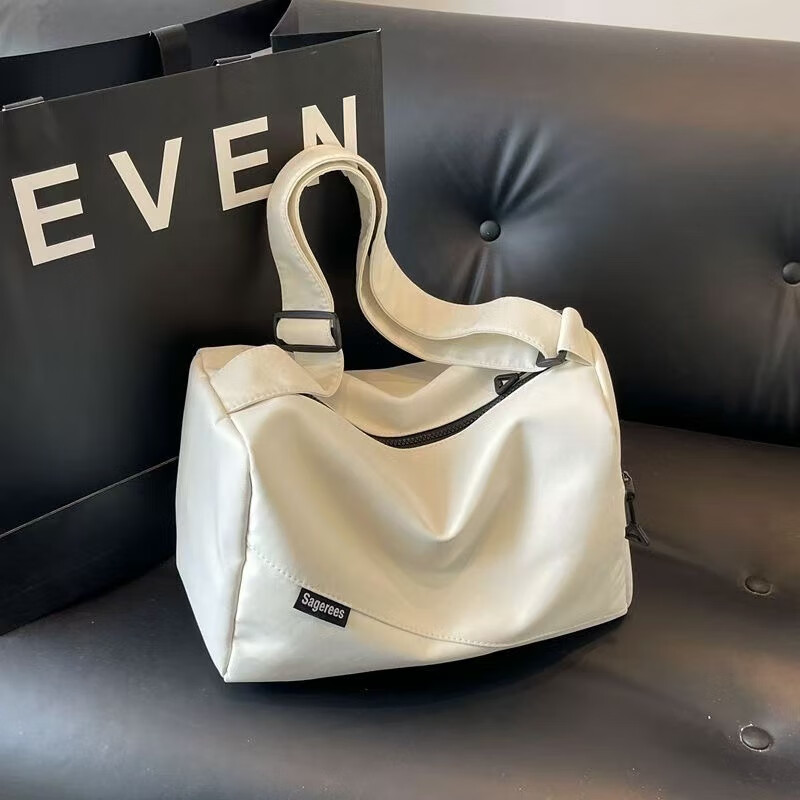 DRYWORLD运动游泳健身包女干湿分离轻便简约斜挎包外出短途旅行包 白色