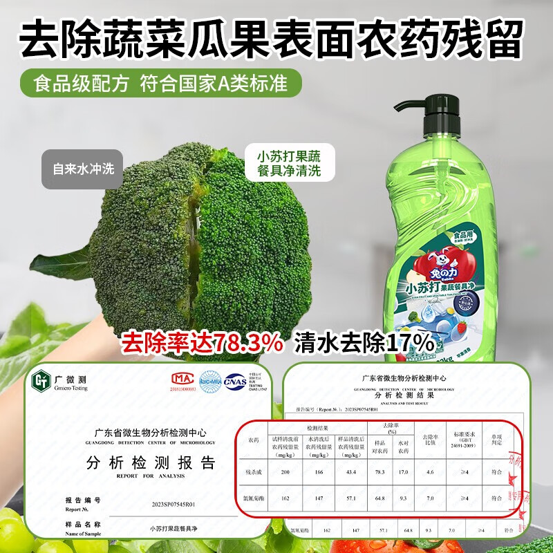 兔力苹果小苏打洗洁精  家用食品用去油去腥餐具果蔬清洁洗涤灵不伤手 囤货特惠装丨苹果洗洁精1kg*3瓶