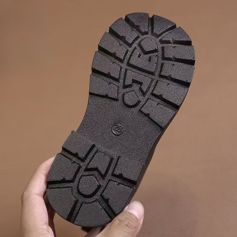 G.duck小黄鸭女童鞋子儿童马丁靴短靴子2025秋冬新款宝宝女孩公主加绒靴 黑色 加绒 28 鞋内长17.2CM