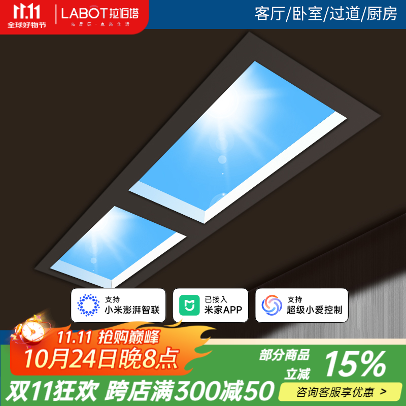 拉伯塔300x600x600x1200天空灯智能集成吊顶led灯厨房吸顶灯蓝天晴空灯 集成吊顶-300*600-三色