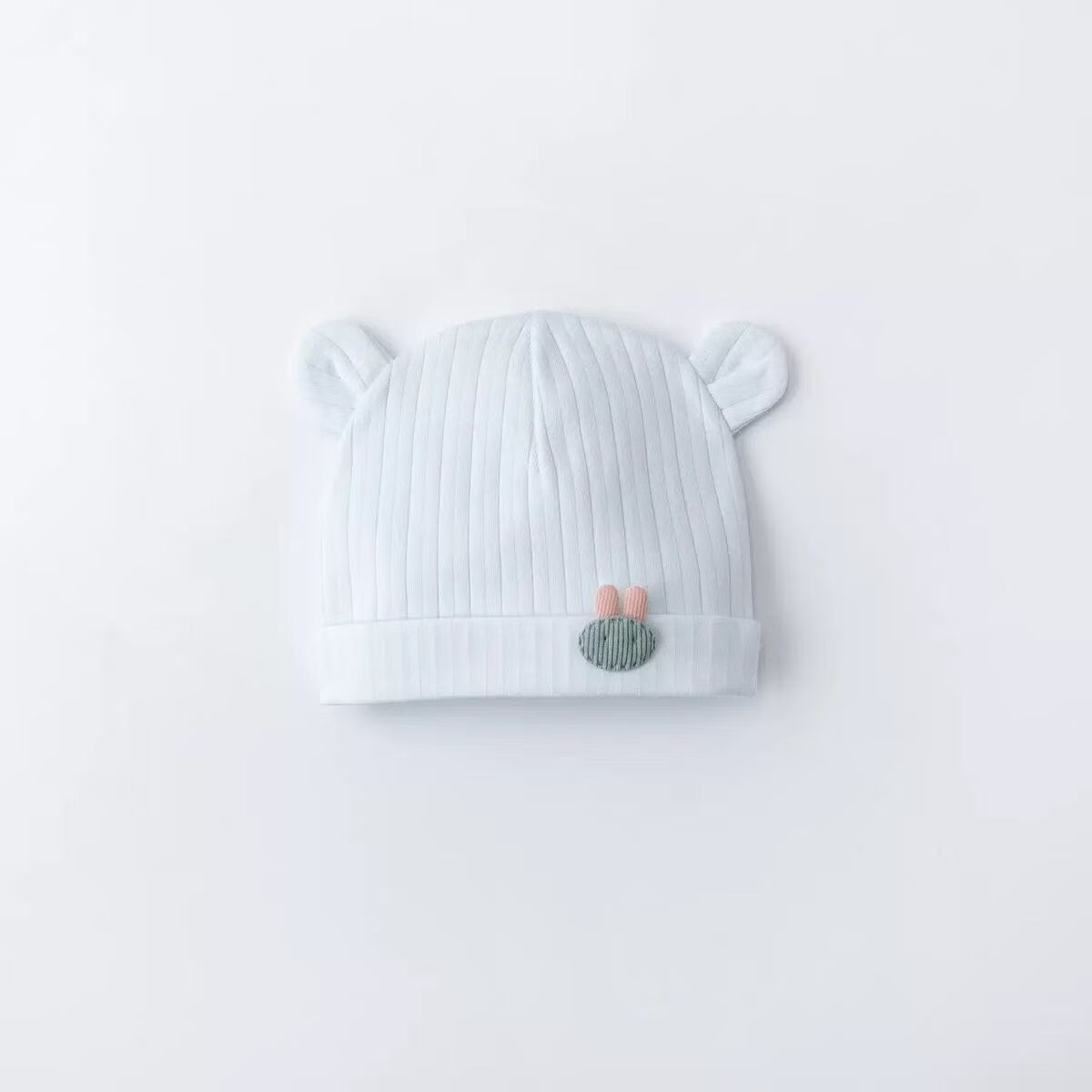 彩虹房子新生婴儿帽四季男女初生0-3月满月幼儿护头囟门宝宝胎帽合集 抽条熊兔棉胎帽浅黄色-0-3个月（30-38cm） 四季双层 参考备注，以宝宝头围为准