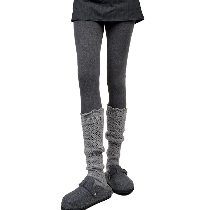 保暖裤子打底裤女外穿秋季款螺纹小脚裤高腰弹力紧身显瘦瑜伽裤 深灰色 均码 适合90斤-130斤穿