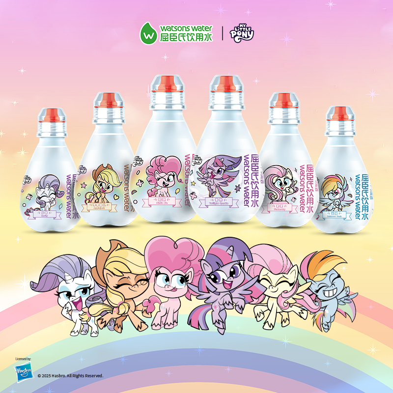 屈臣氏(Watsons)儿童水小马宝莉款蒸馏水纯净水饮用水200mL*4瓶整箱礼盒装