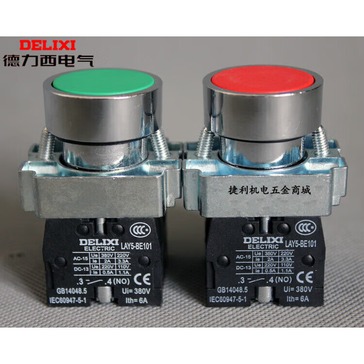 金属按钮开关LAY5-BA31/45/42红绿平钮点动LAY5s常开BE102 绿色(BA3) 1常开(NO)