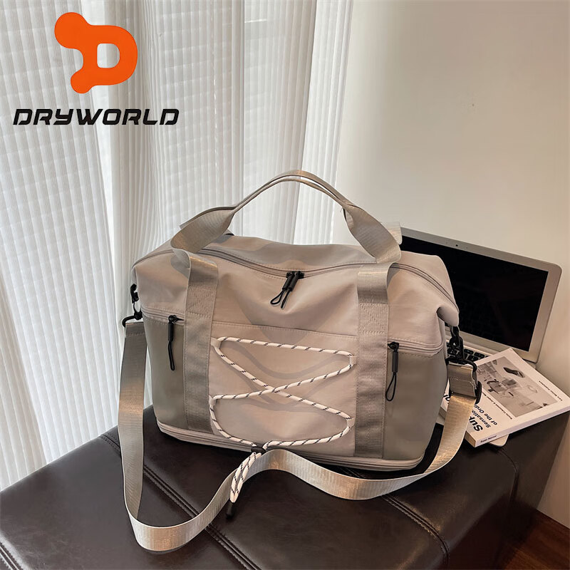 DRYWORLD女神节短途旅行包女手提运动瑜伽训练健身轻便出差行李袋 灰色