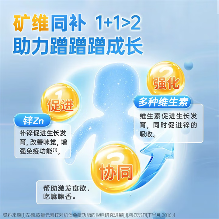 小葵花液体钙搭钙铁锌儿童4-17岁长个子口服液婴儿0-3岁补钙铁锌直饮包 3罐送试用装3条（抓住黄金期） 30条*3罐