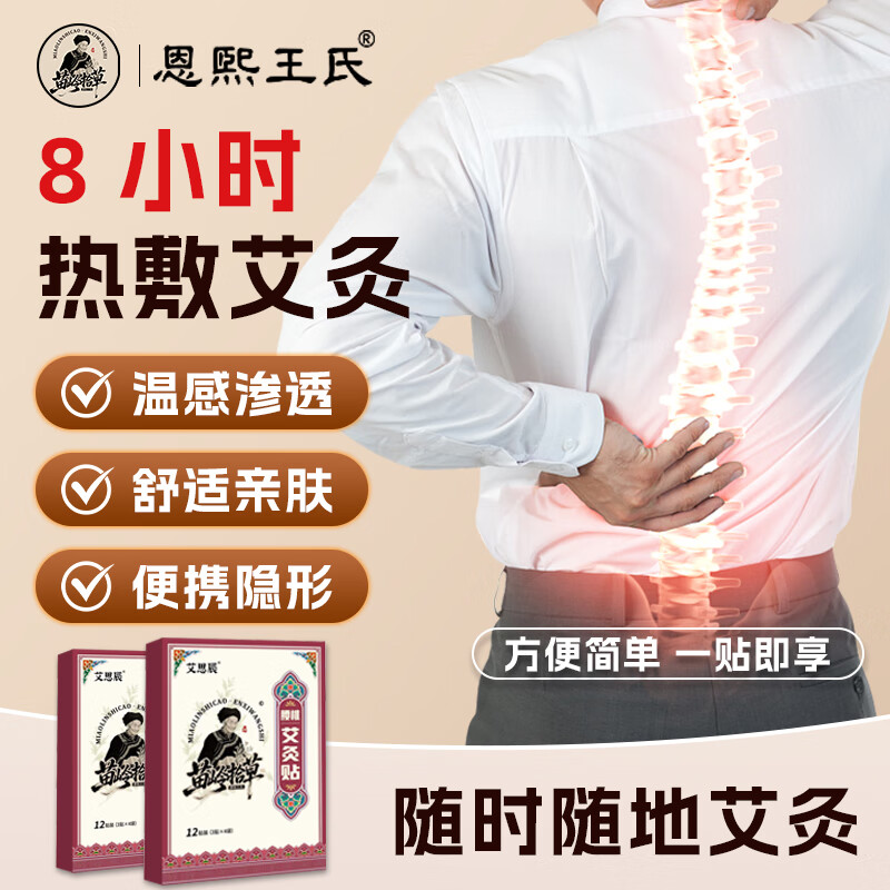 恩煕王氏艾草腰椎贴中老年屁股腰间盘颈椎贴肩颈腰腿贴艾灸热敷膏药贴 艾草腰椎贴 买三送二（60贴）五盒
