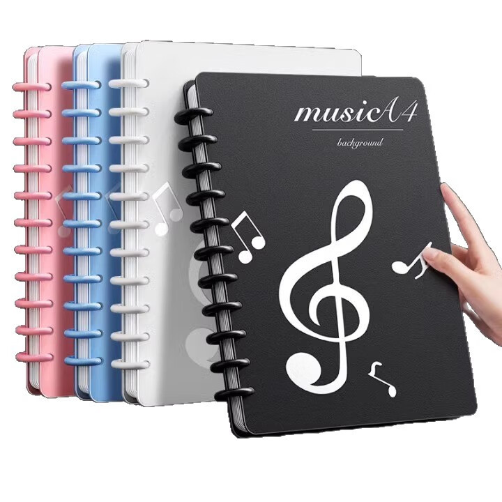 笔雾a4活页乐谱夹收纳册不反光可修改透明插页钢琴专用夹子大容量合唱歌谱曲资料册文件夹琴谱夹 【简约黑1本】20张/可装40页(送索引贴)