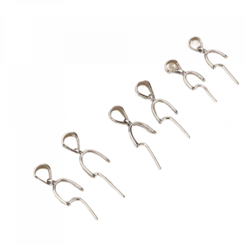 芠拉S925銀瓜子扣玉墜夾扣玉扣扣頭翡翠扣子穿針夾扣簡約吊墜托夾扣 玉墜穿針夾扣小號 素銀色