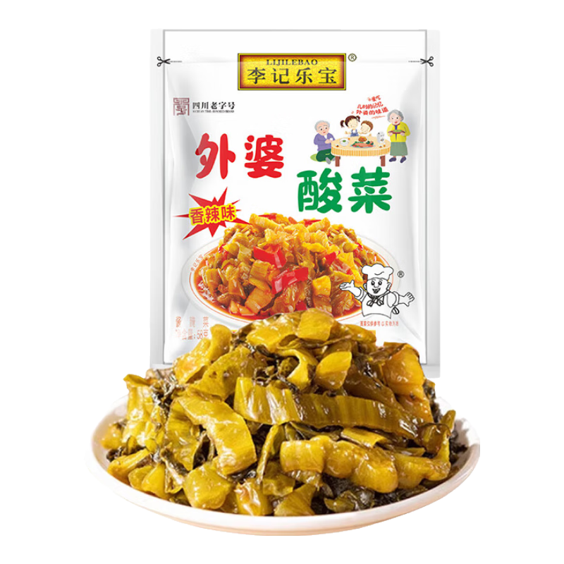 四川外婆下饭酸菜拌饭拌面巴适小咸菜香辣开味菜即食58g/袋 外婆酸菜58g*1袋