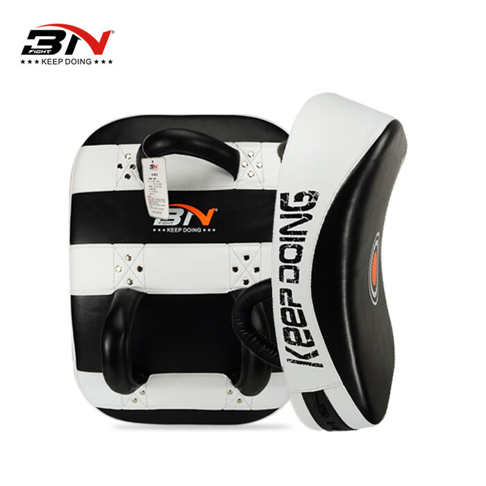 BN FIGHT跆拳道腳靶后踢靶側(cè)踢靶弧形胸靶大腳靶散打拳擊泰拳彎靶黑紅色 白黑-單只