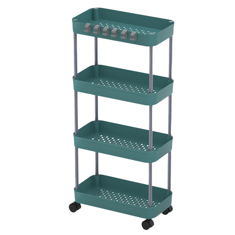 欧润哲 夹缝置物架厨房收纳架客厅窄缝推车浴室移动缝隙置物架4层21cm 