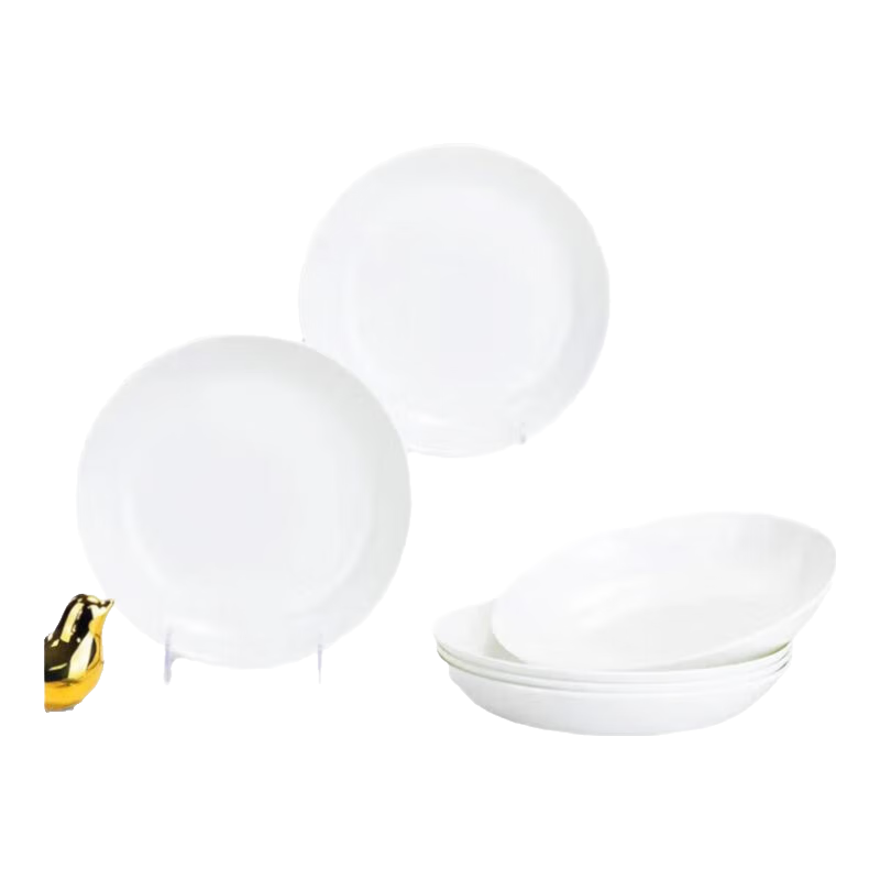 万享高温釉下彩盘子菜盘家用餐具碟子陶瓷餐盘套装饺子盘深盘6个装