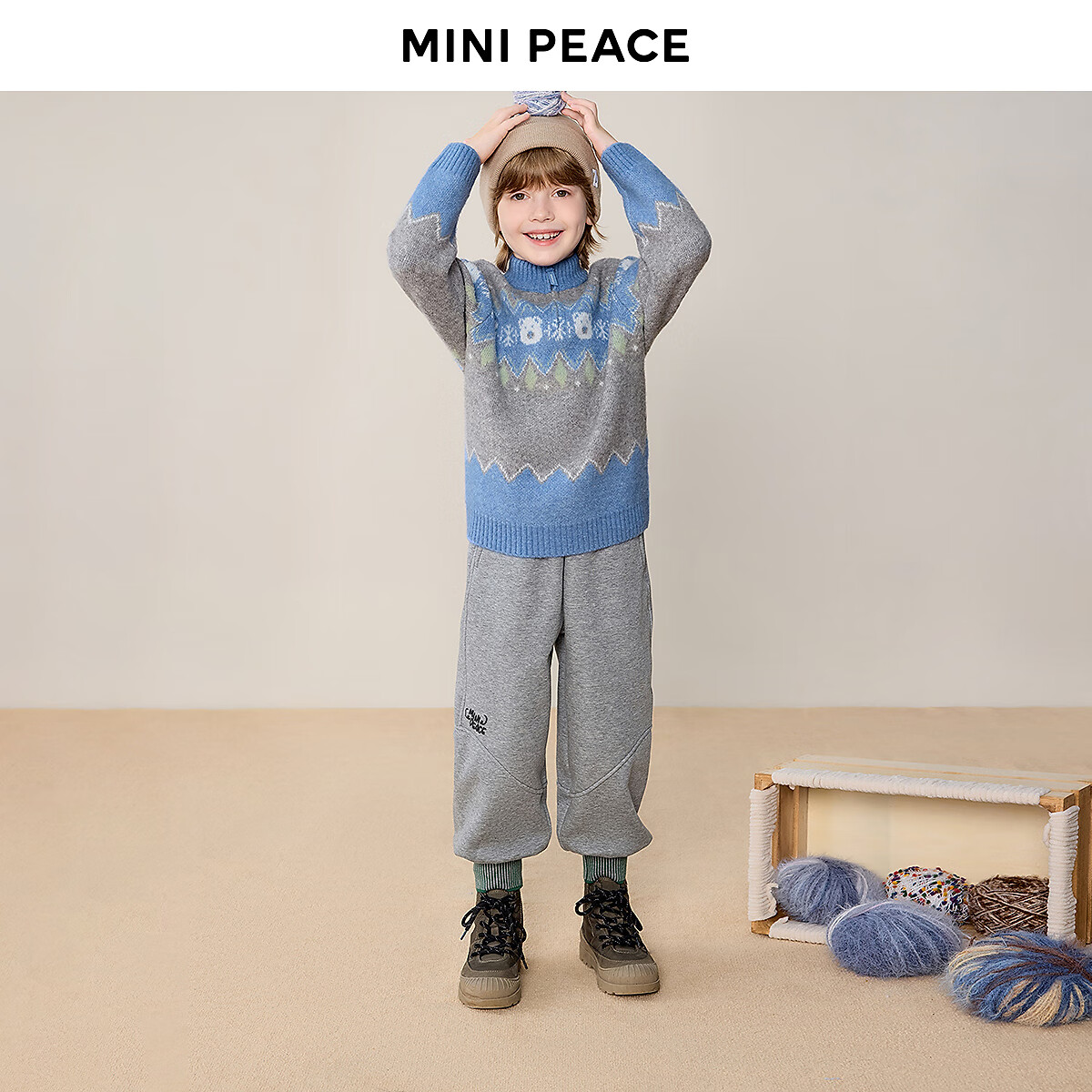 MiniPeace太平鸟童装冬新男童毛套衫FAEBF4477 野鸽灰 140