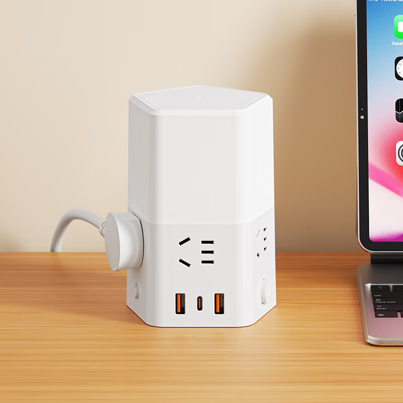 新款正品床头灯纯铜插座带小夜灯卧室喂奶灯多功能带USB接线板 五插位带3USB【带夜灯可三档调色】2.8米