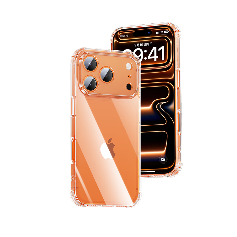 闪魔适用苹果17pro手机壳气囊防摔软壳 iPhone 17 Pro保护套超薄镜头全包透明硅胶壳抗黄防磨防摔