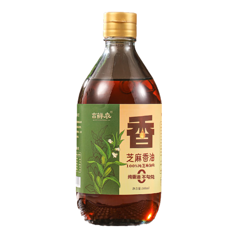 芝麻香油100%纯黑芝麻油火锅蘸料拌菜拌面家用调味500ml黑芝麻油 古鲜农黑芝麻油500ml*1玻璃瓶
