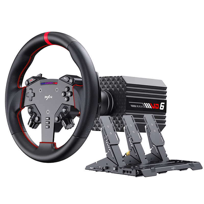 PXN VD4直驱赛车模拟器全套 游戏方向盘欧卡2外设支持PC电脑 f1汽车模拟驾驶地平线5 神力科莎	 VD4三踏套餐+A7档杆+A10支架+夹具