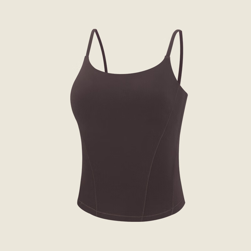 VFU運動(dòng)背心吊帶內搭瑜伽內衣外穿上衣女固定杯文胸健身bra新款 松露色 S