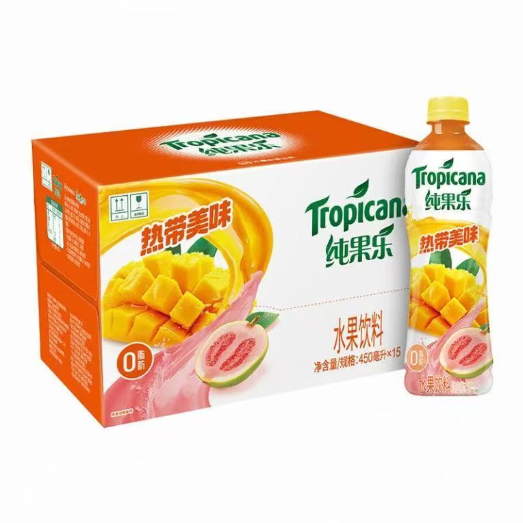 百事可乐纯果乐热带美味阳光橙蜜桃柠檬450ml*15整箱装家庭聚会 纯果乐热带美味450ml15
