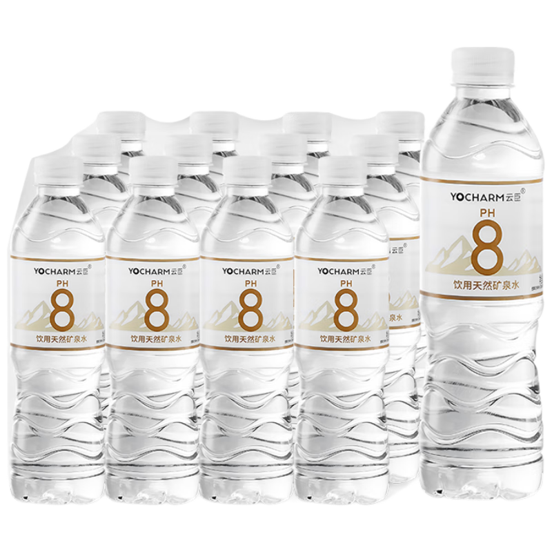云臣（Yocharm）长白山天然矿泉水 弱碱性含偏硅酸PH8.0+饮用水550ml*12瓶 