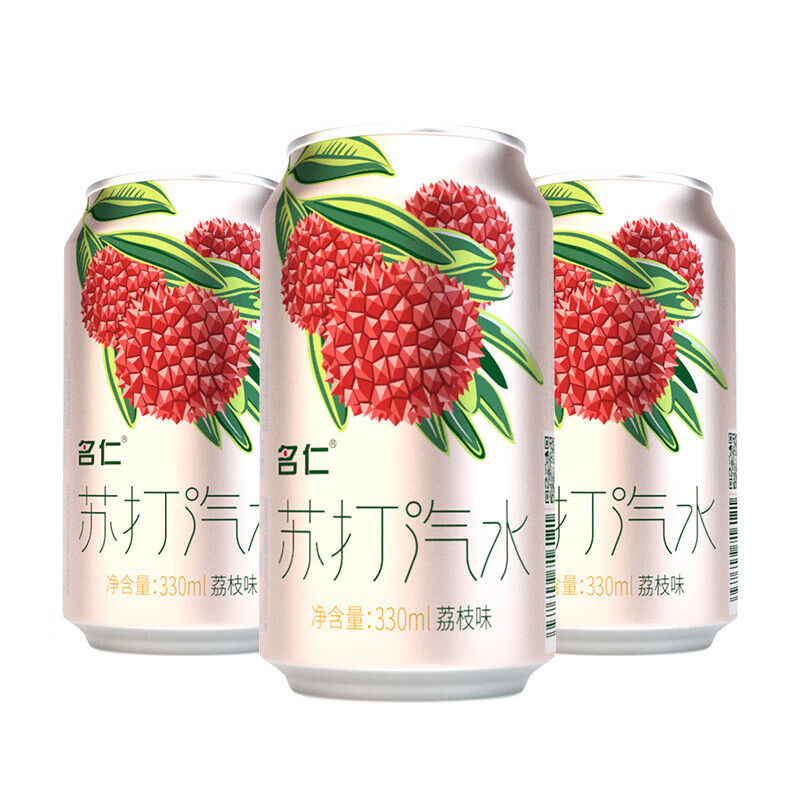 MINGREN苏打汽水饮料气泡水无糖0脂0卡原味柠檬荔枝蜜桃饮品瓶装330ml 苏打汽水【荔枝味330ml*6瓶】微甜
