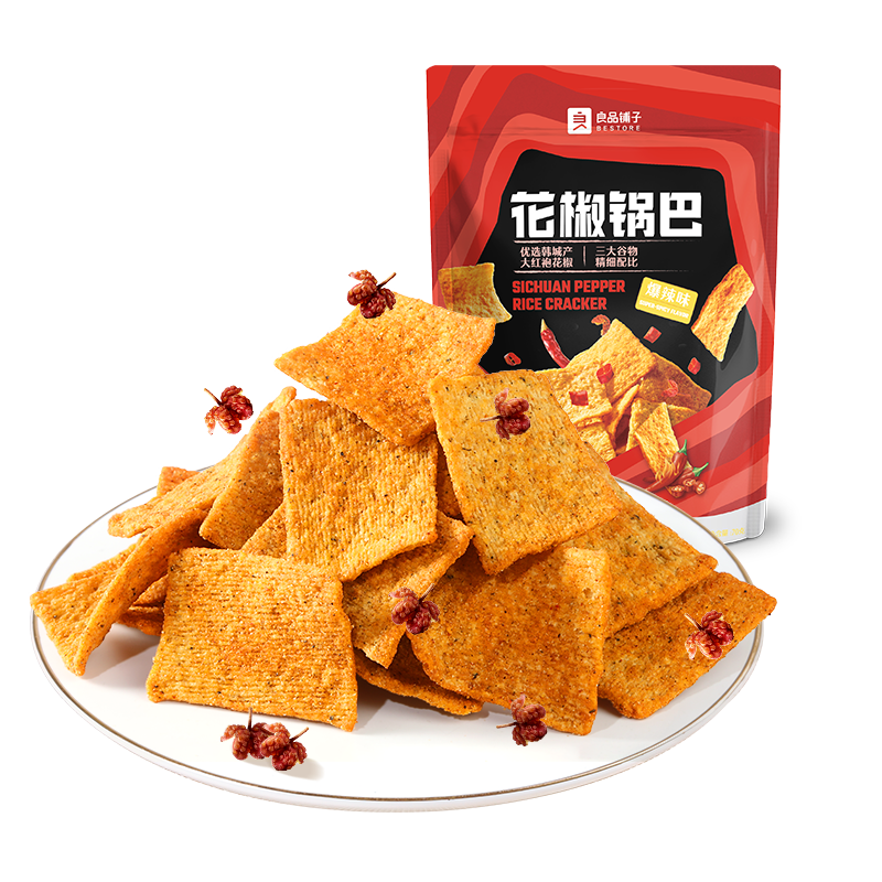 良品铺子花椒锅巴(爆辣味)108g辣味锅巴粗粮锅巴网红膨化零食小吃休闲零食