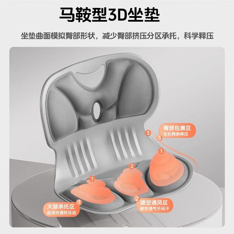 TEEIS德国护腰久坐器坐垫腰间盘突出靠背垫办公室座椅人体工学坐姿椅 护腰坐垫【高级灰】 护腰丨护脊