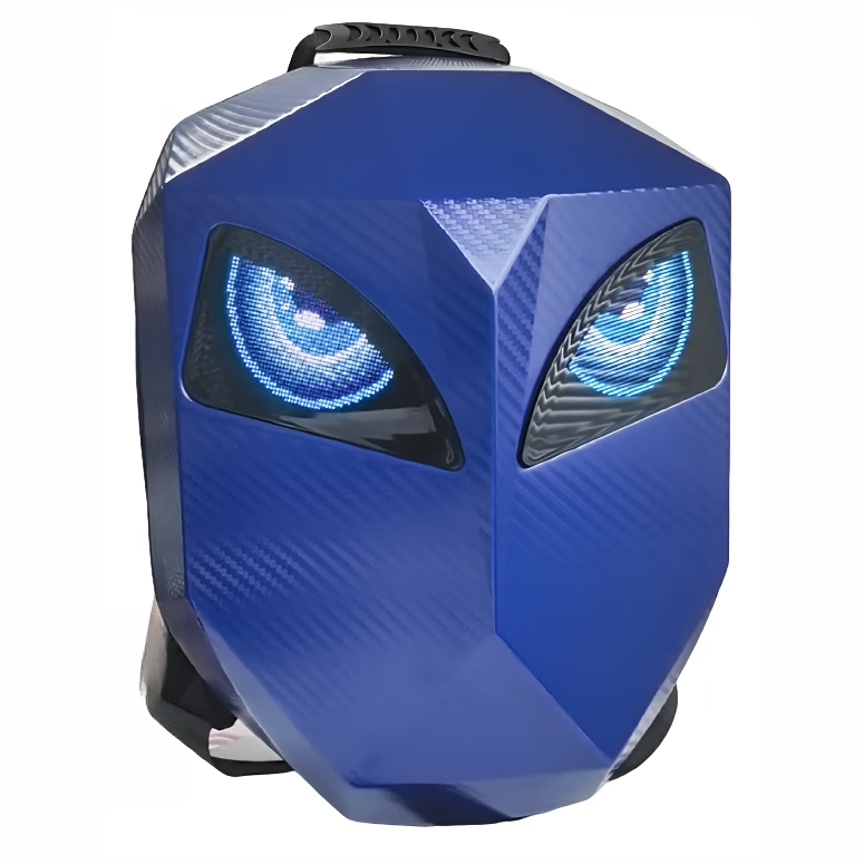 富缘骑行蓝牙音响钢铁骑士背包RGB动感低音炮LED支持APP设置蓝牙音箱 摩托骑行背包无音响蓝色有APP