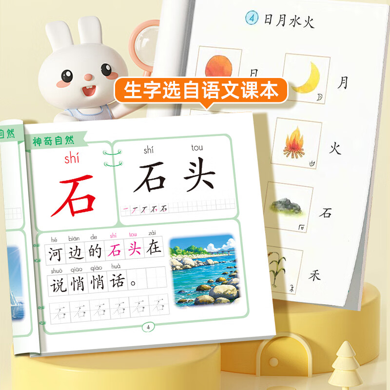 学前识字组词造句书(全四册）家与家人，神奇自然，公共生活，校园生活 专为学前儿童设计的识字书，为幼小衔接做准备。