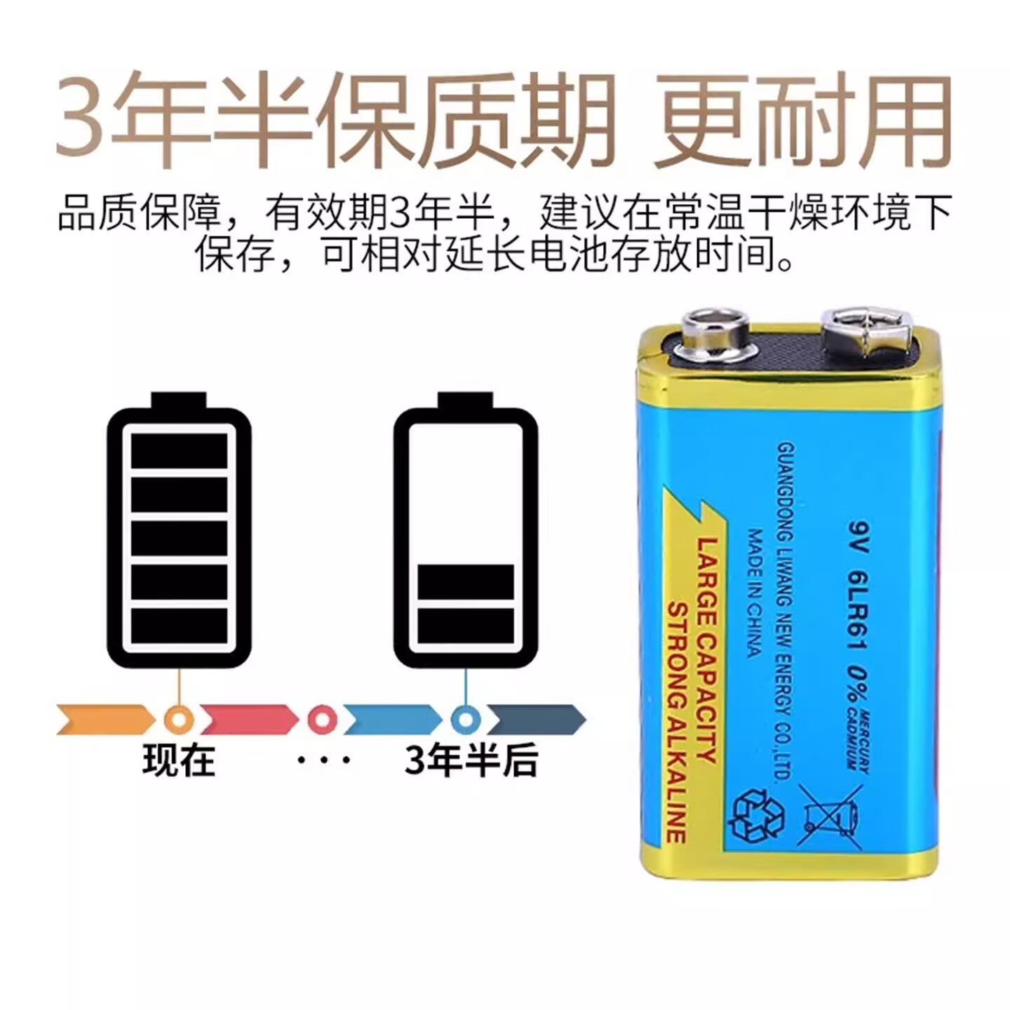 KENDAL力王9V 6LR61电池方形碱性叠层烟雾报警器话筒麦克风额温枪电池额温枪网络测试仪万用表九伏电池 碱性【6LR61/9V】1个