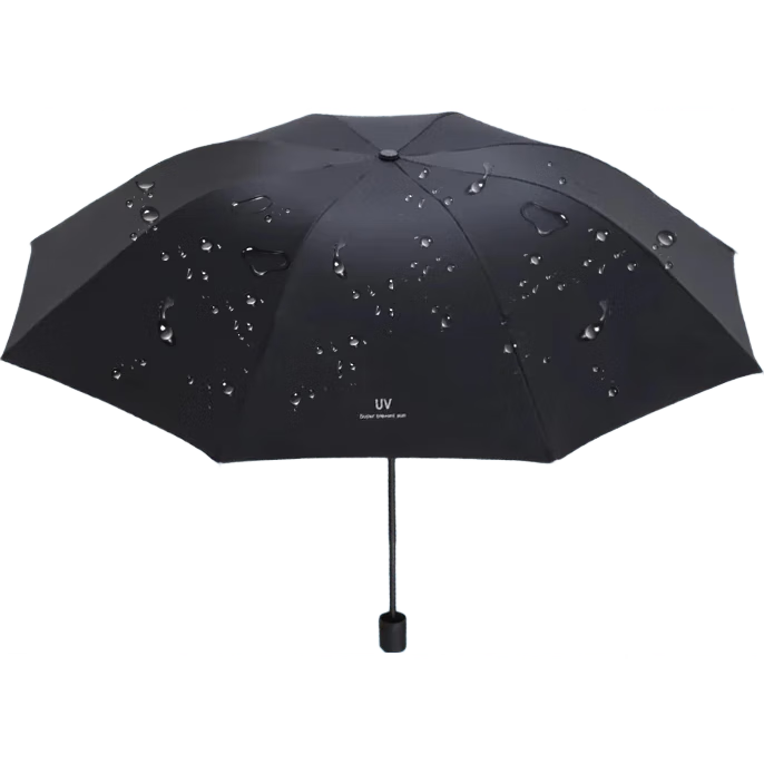 【晴雨两用】手动UV折叠黑胶防晒防外线紫遮阳雨伞 【自动款8骨】黑色UV