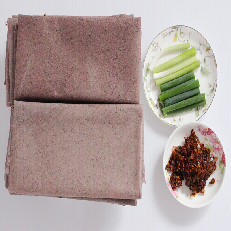 虎钢馋黑米煎饼山东临沂沂蒙山黑香米黑米煎饼卷大葱500软煎饼