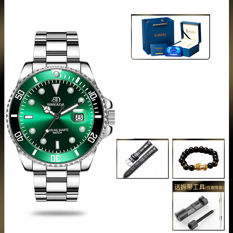 2025年新款绿水怪水鬼品牌手表男士全自动机械表石英