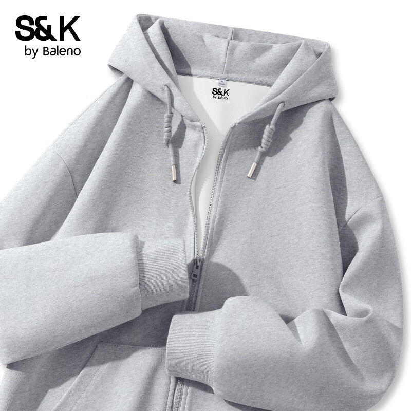 班尼路S&amp;K系列开衫卫衣女装外套女2026秋冬季新款百搭上衣服小个子长袖 麻灰#纯色 L