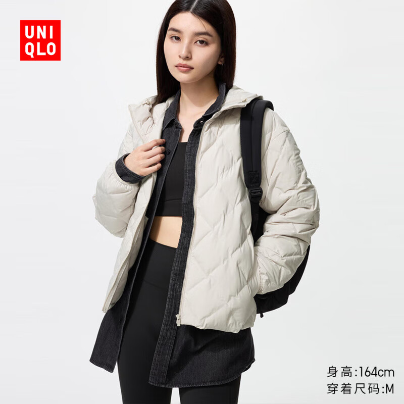 优衣库女装PUFFTECH空气棉服连帽外套/25秋冬新款478571 30 浅米色 M