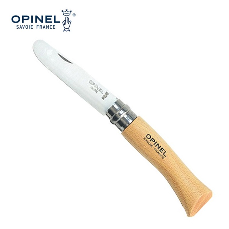 OPINEL法国刀原装进口不锈钢碳钢刀7号家用户外小刀 7号不锈钢刀（圆头） 原木手柄