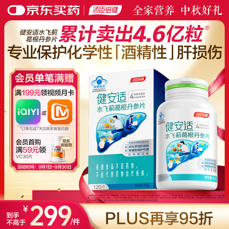 汤臣倍健健安适水飞蓟葛根丹参片120片 化学性肝损伤 送礼常备护肝片