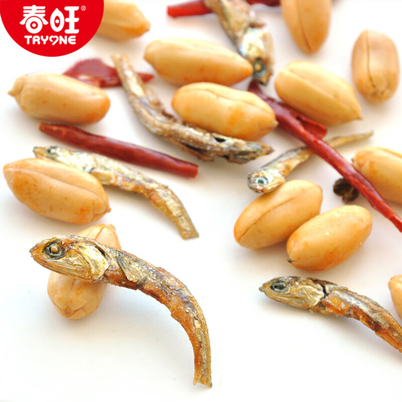 麻辣小鱼干 干花生小虾花生零食下酒菜鳀鱼口味150g*6罐