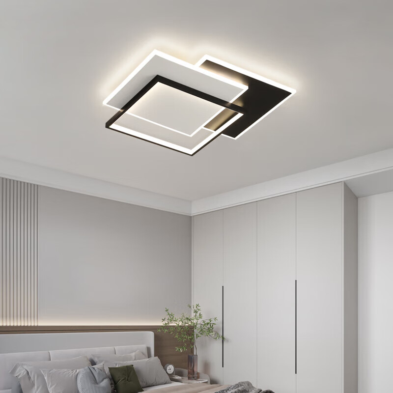 欧普照明（OPPLE）客厅灯现代简约led吸顶灯大灯卧室三室两厅餐厅灯具组合全屋套餐 黑色套餐1小号-三室两厅-支持小