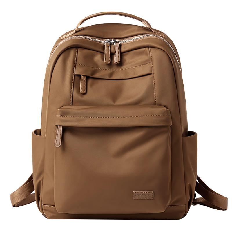 萊夫商務(wù)旅行15英寸電腦包女韓版生書包大容量學(xué)雙肩背包肉桂棕加大號
