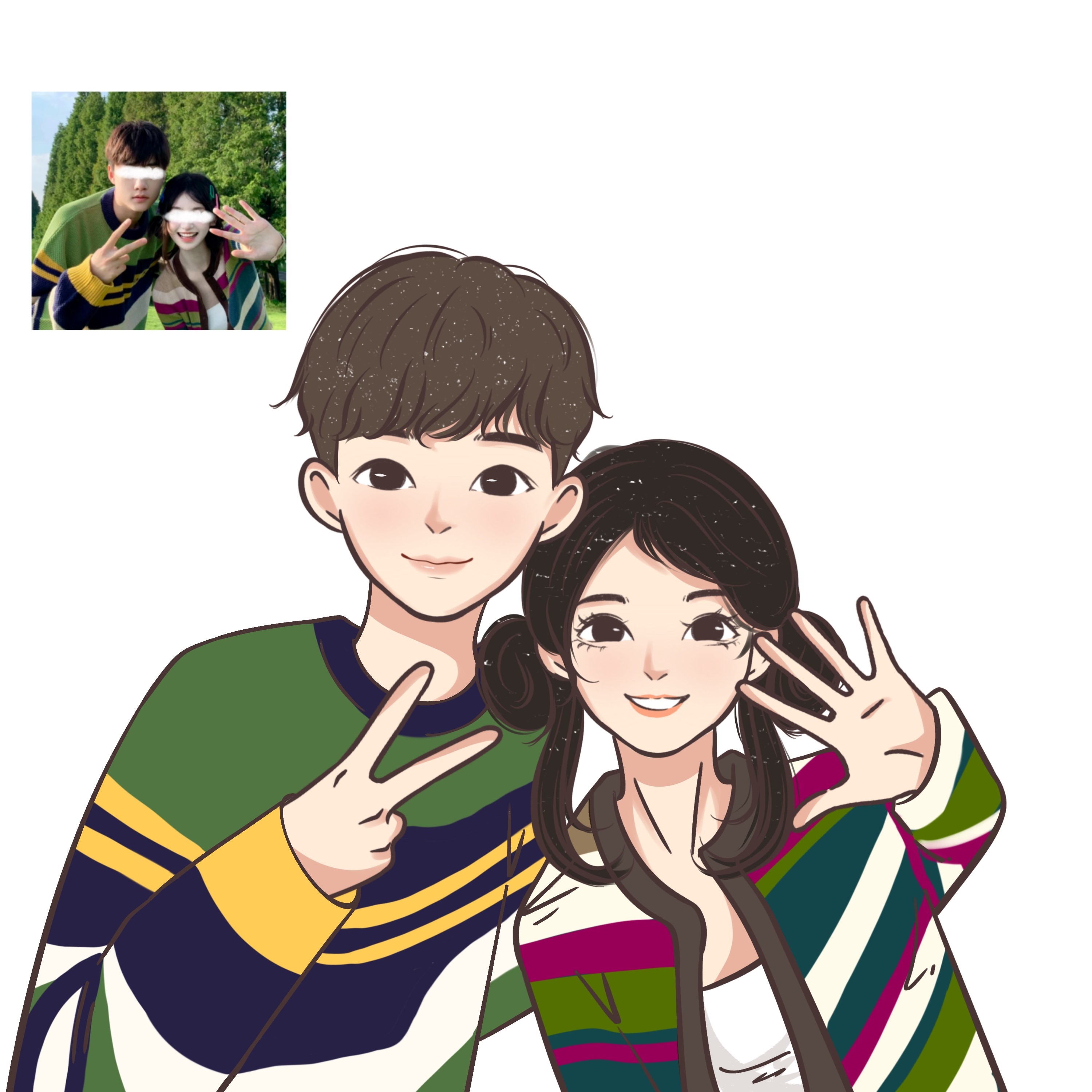 山头林村newmasus代画手绘newmasus风头像定制情侣q版真人照片代画