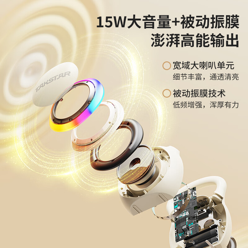 得胜(TAKSTAR)H2 k歌麦克风音箱一体机无线蓝牙音响唱歌专用神器家庭ktv音响套装儿童 H2米白色-双麦【15W功率,顺丰包邮】