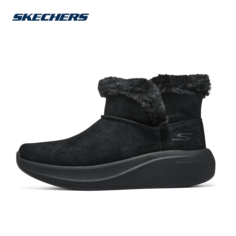 Skechers˹����ŮЬ�ﶬ�¿��׼��ޱ�ůѩ��ѥ������ʻ�������ѥ144670 ȫ��ɫ/144670-BBK 37 ŮЬ37����������ƫ�� 240mm 231.2Ԫ