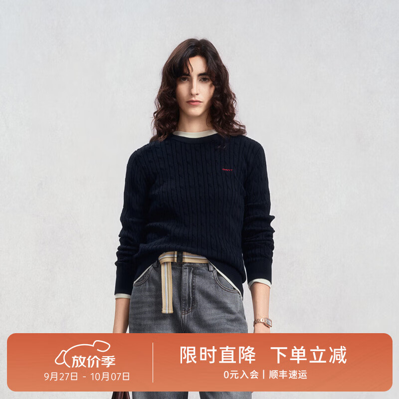 GANT/����2025�ﶬ�¿�Ůװ���޽ʻ���֯����ʽ����Բ���黨ë�� 433-Ү³�� M